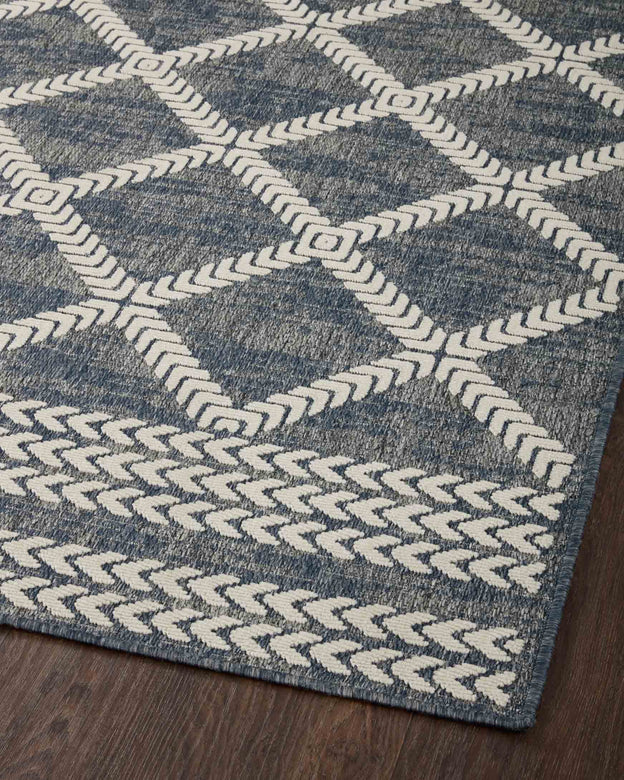 Loloi Rainier Denim / Ivory Indoor/Outdoor Rug - Rug & Weave