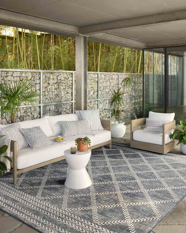 Loloi Rainier Denim / Ivory Indoor/Outdoor Rug - Rug & Weave