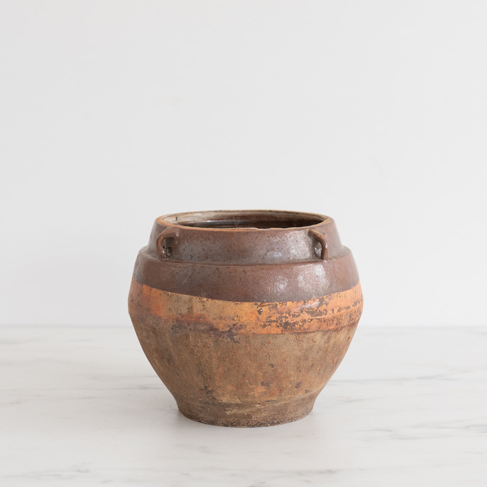 Rustic Partial Glazed Short Pots with Ears - Rug & Weave