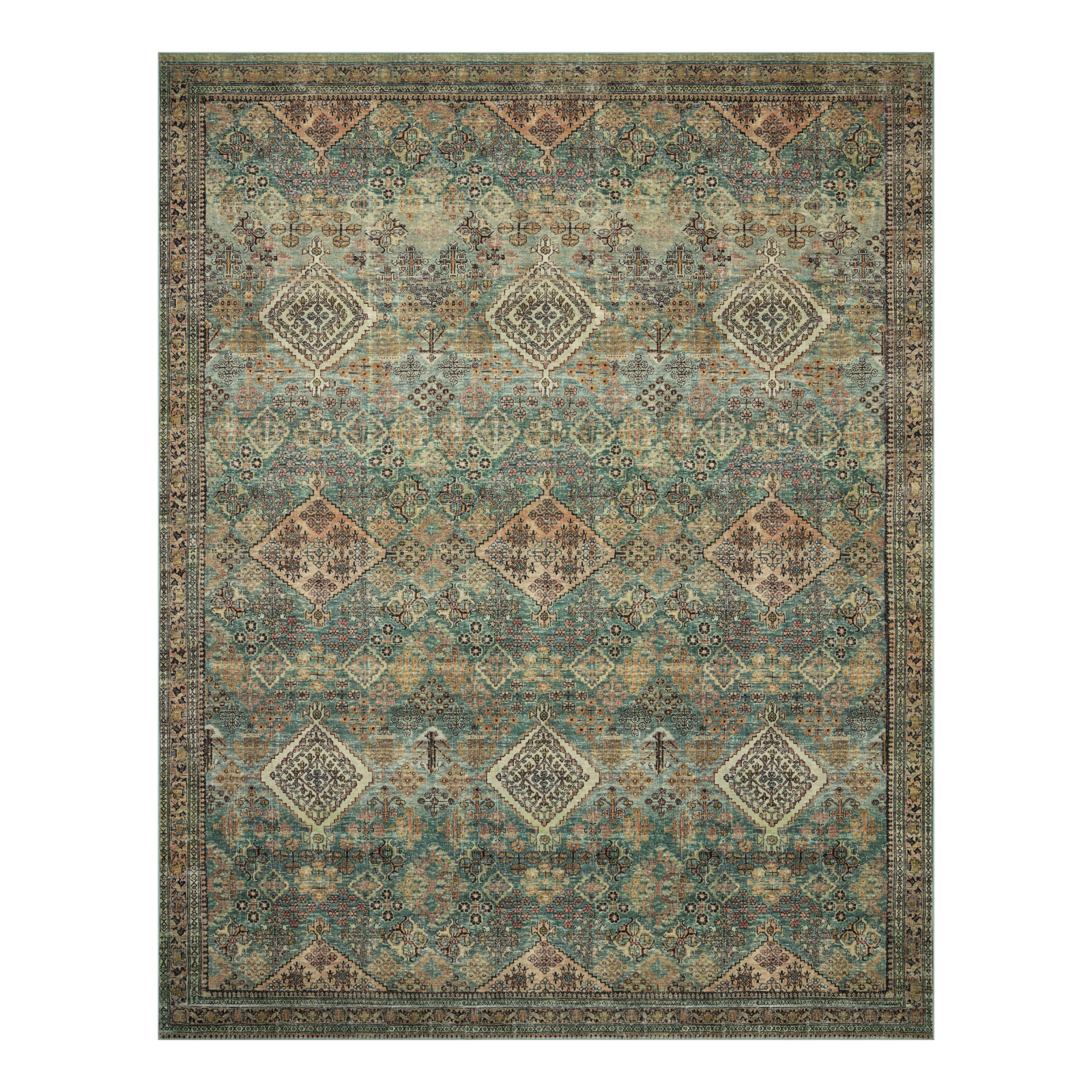 Magnolia Home by Joanna Gaines x Loloi Sinclair Turquoise / Multi Rug 1 - RUGS - patterned Loloi 18" x 18" Sample