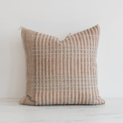 Sandy Stripe Fringe Bhujodi Pillow Cover - Rug & Weave