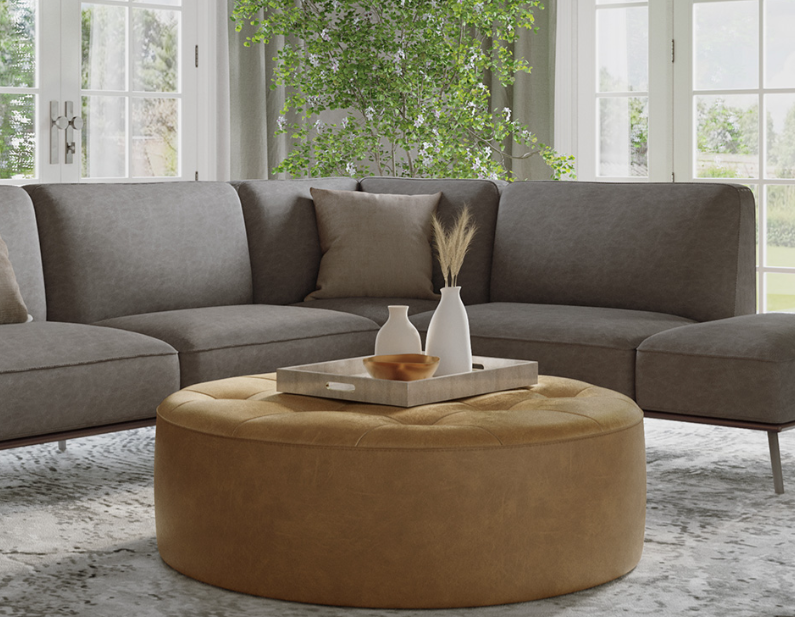 Nila Leather Ottoman - Rug & Weave