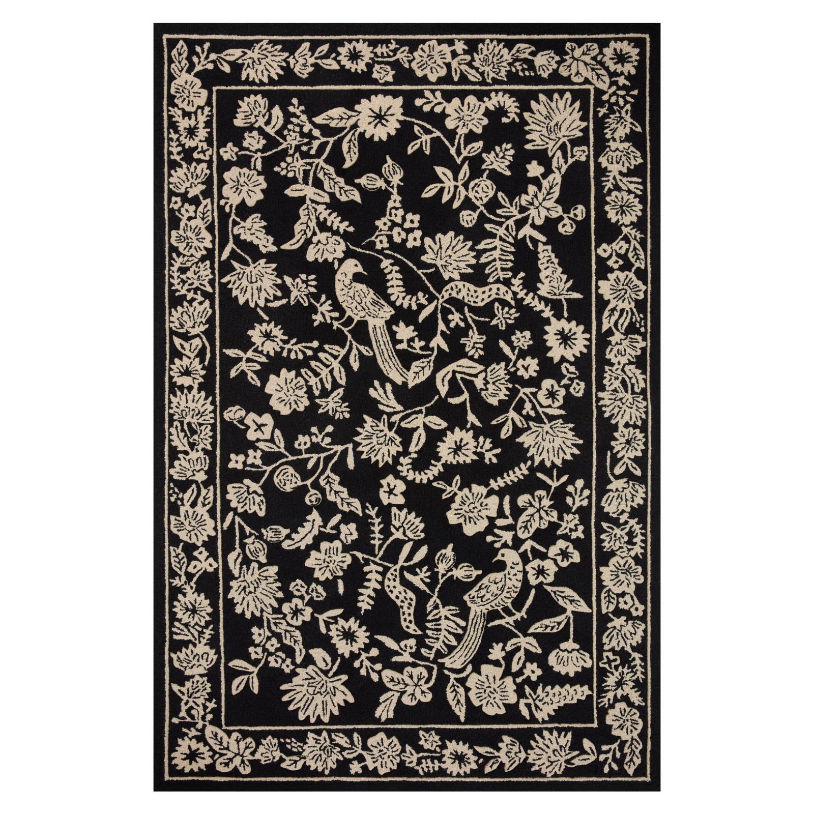 Rifle Paper Co. x Loloi Arboretum Black Rug 1-RUGS-wool rugs Loloi 18" x 18" Sample