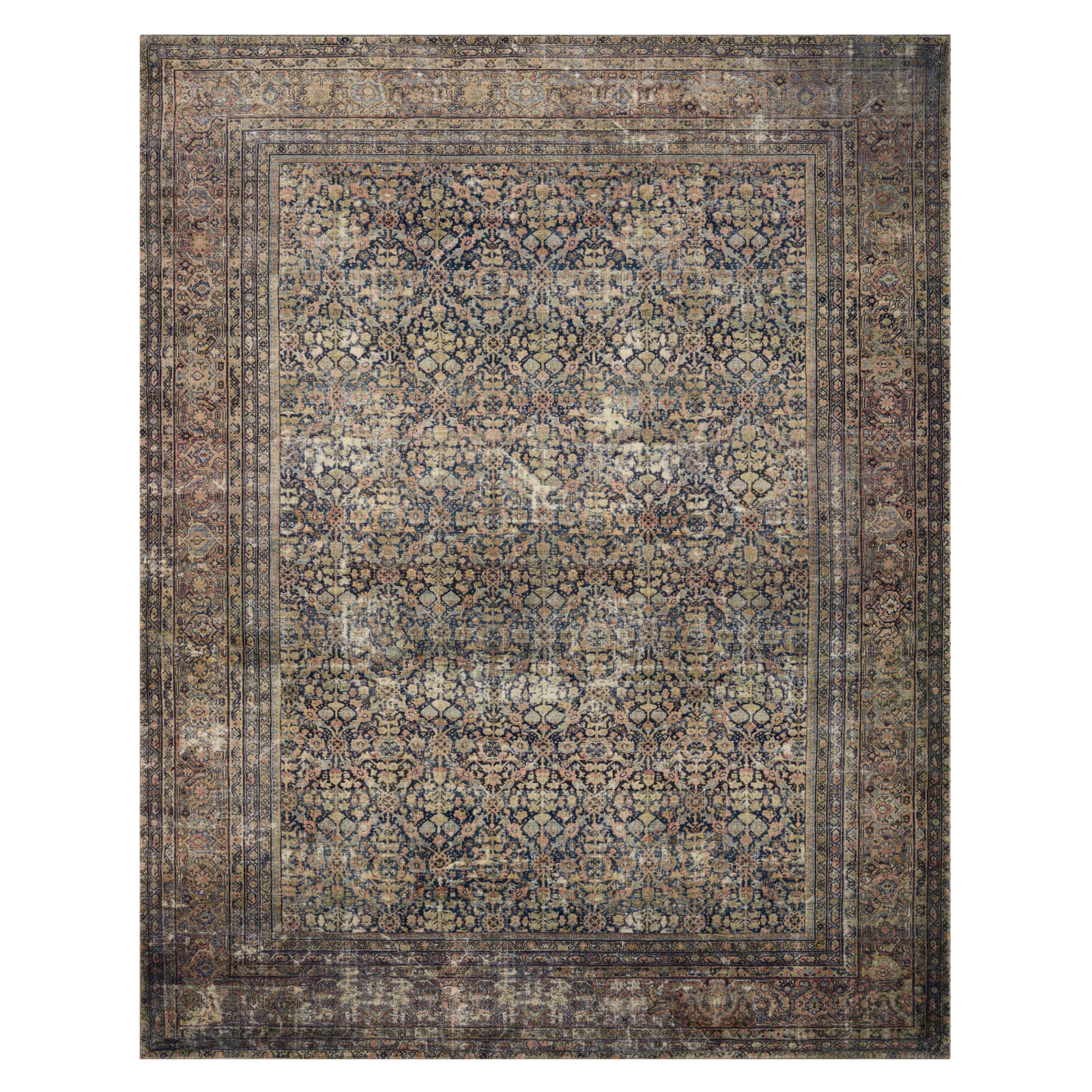 Amber Lewis x Loloi Morgan Denim / Multi 0-patterned rugs Loloi 18" x 18" Sample
