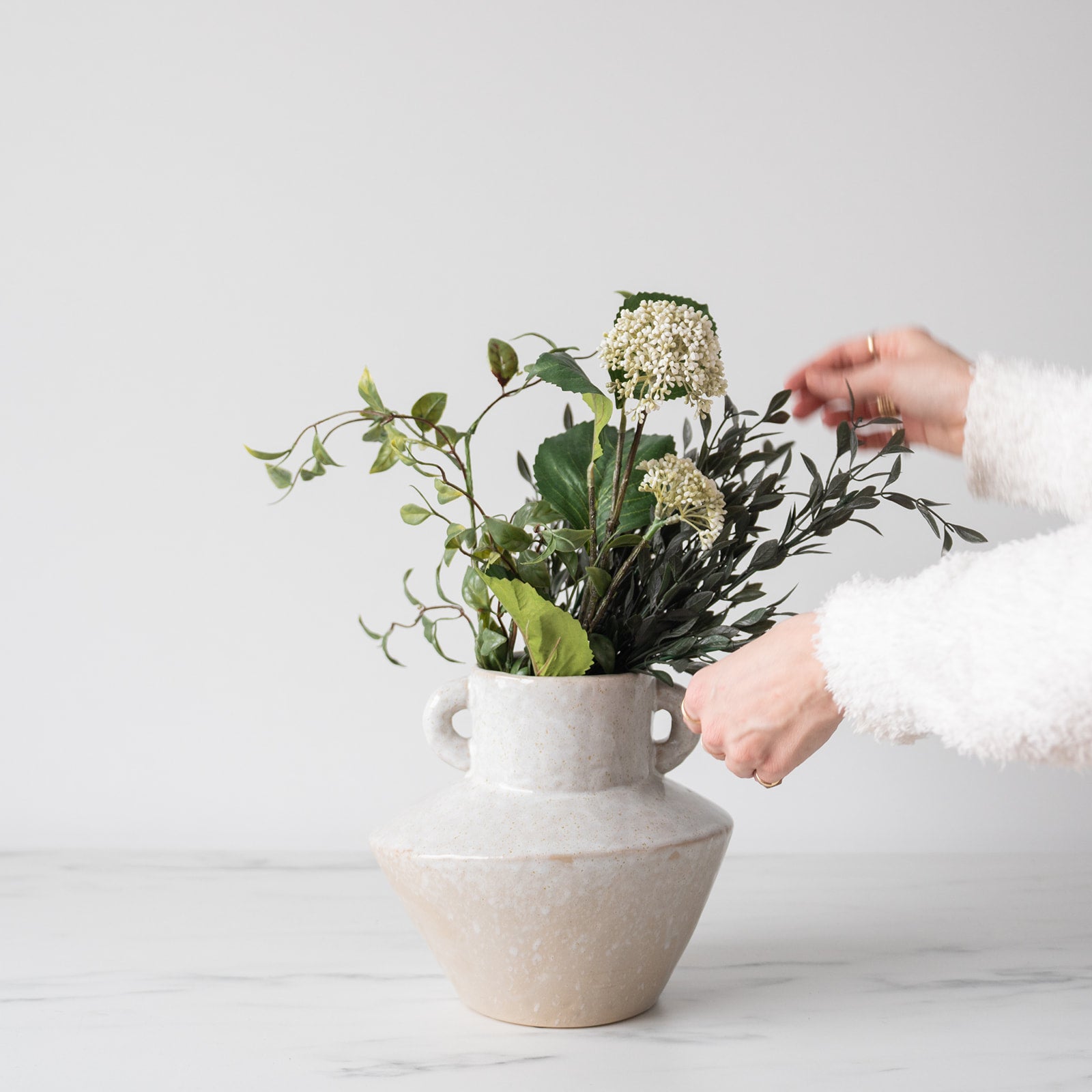 White Stoneware Vase with Handles - Rug & Weave