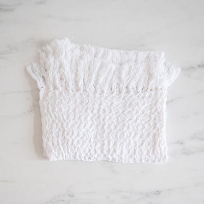 White Waffle Cotton Fringe Towels - Rug & Weave