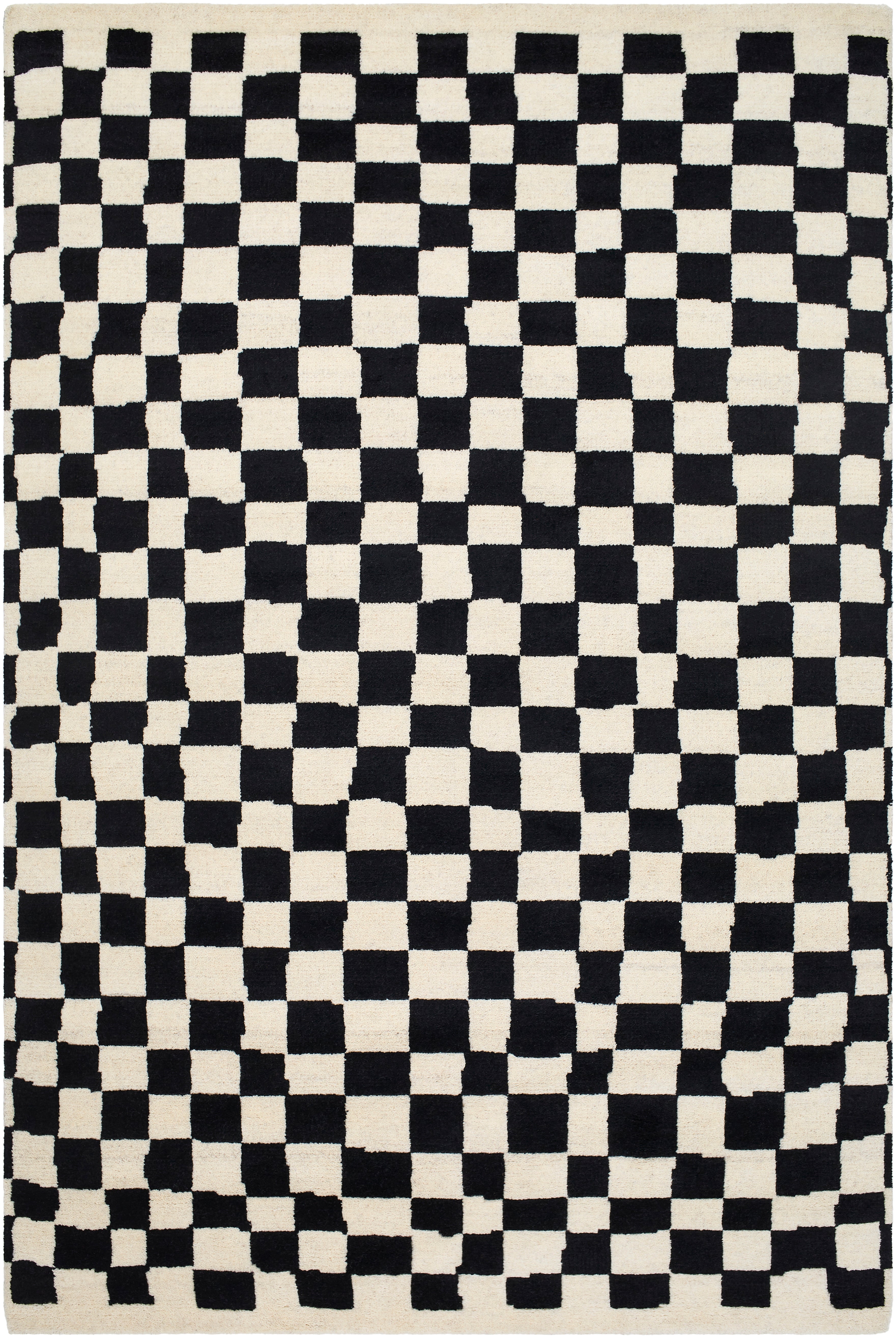 Damian Black Checkered Rug 0-RUGS - wool Surya
