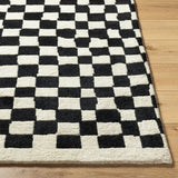 Damian Black Checkered Rug 0-RUGS - wool Surya