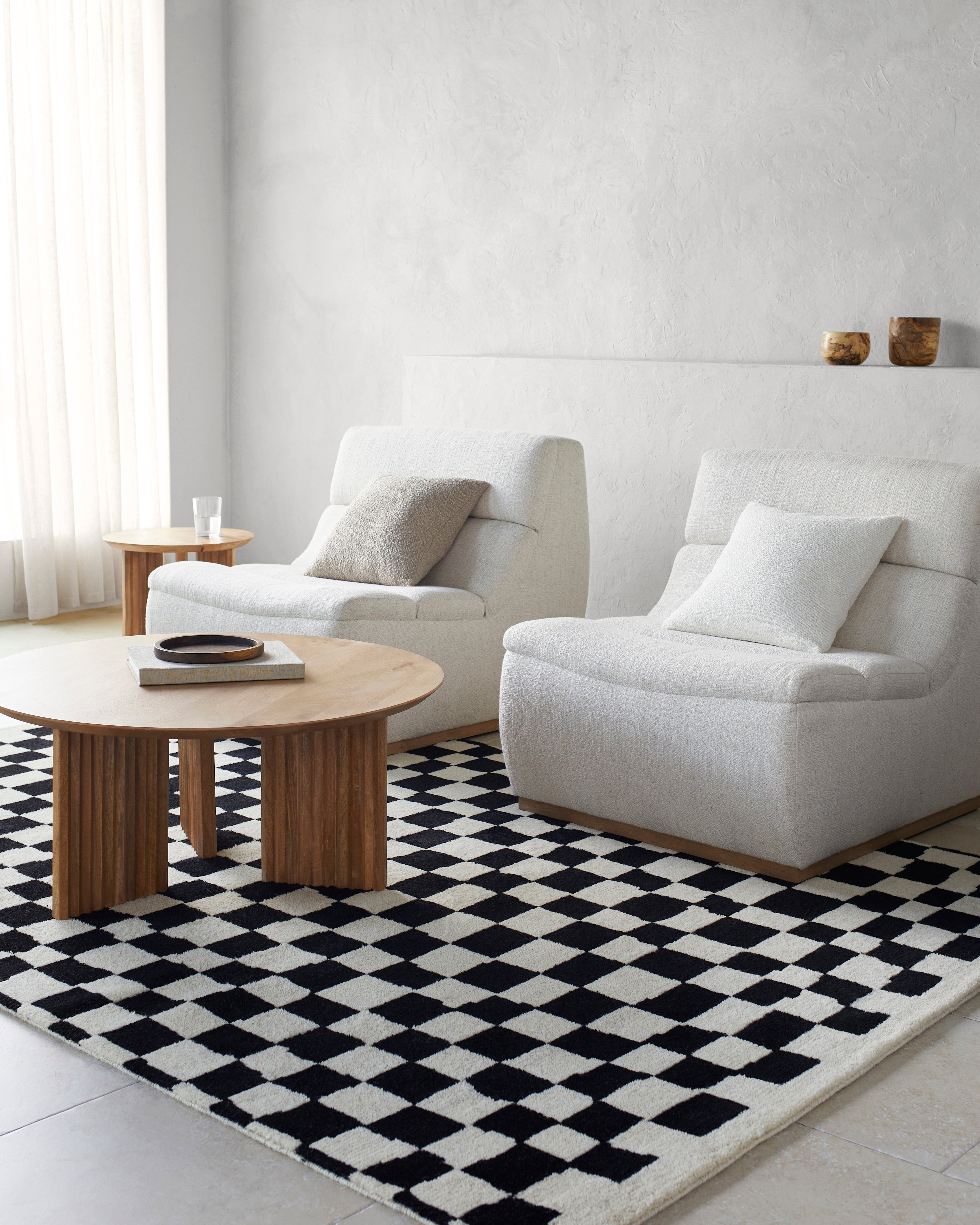 Damian Black Checkered Rug 0-RUGS - wool Surya