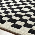 Damian Black Checkered Rug 0-RUGS - wool Surya