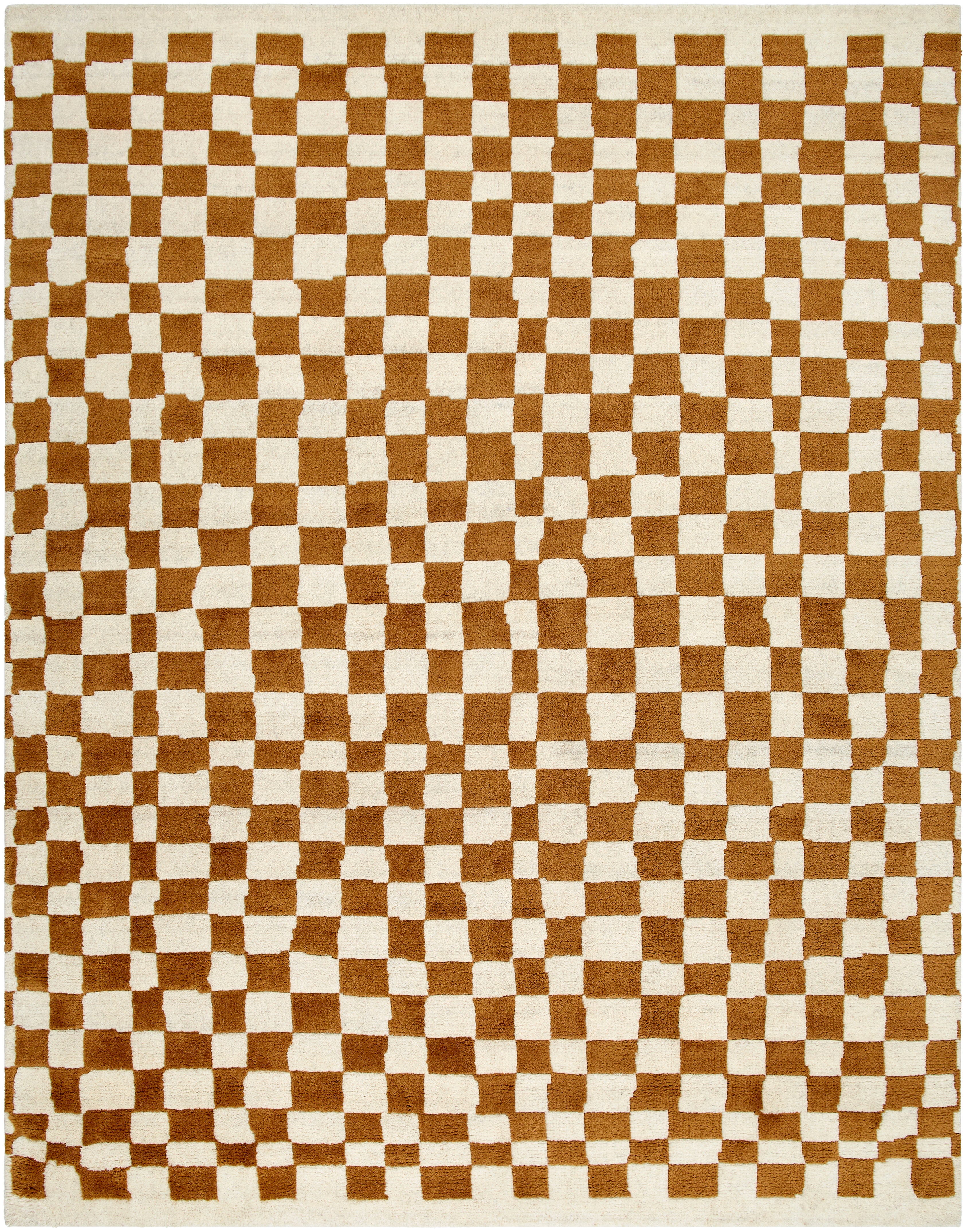 Damian Camel Checkered Rug 0-RUGS - wool Surya