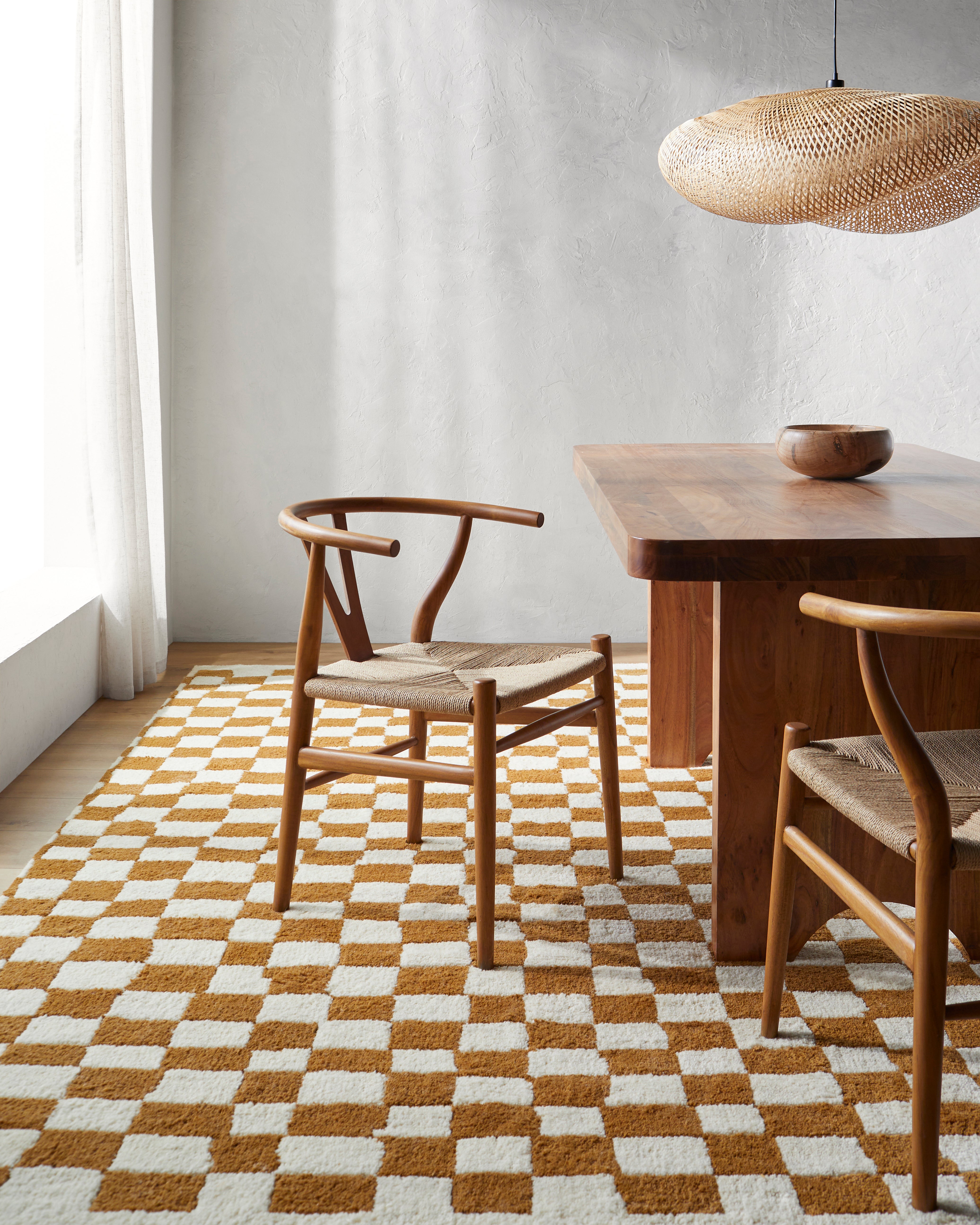 Damian Camel Checkered Rug 0-RUGS - wool Surya