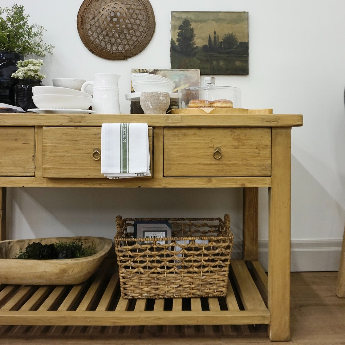 Sawyer Reclaimed Wood Island with Marble inserts – view 2