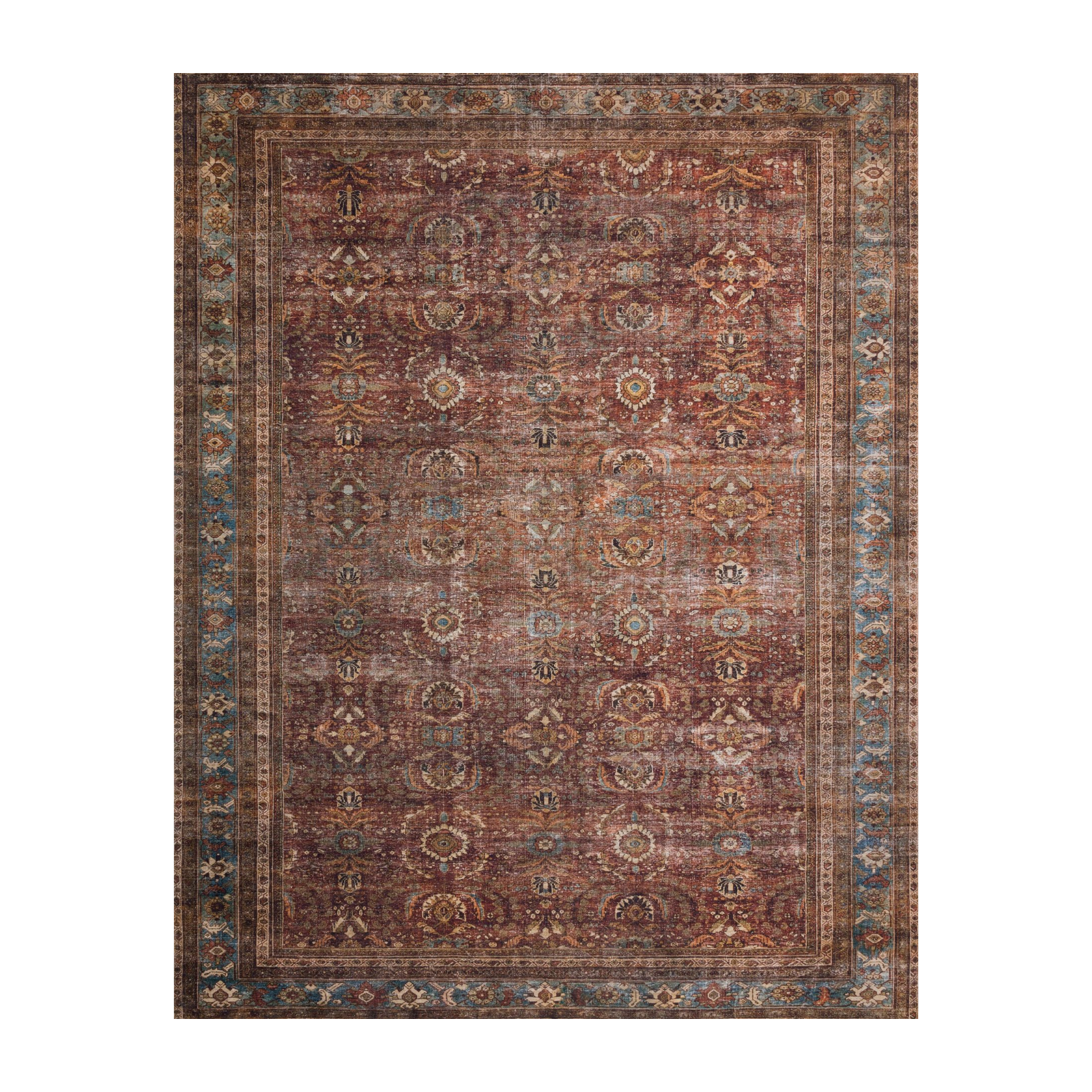 Loloi Layla Brick / Blue Rug 1-patterned Loloi 18" x 18" sample